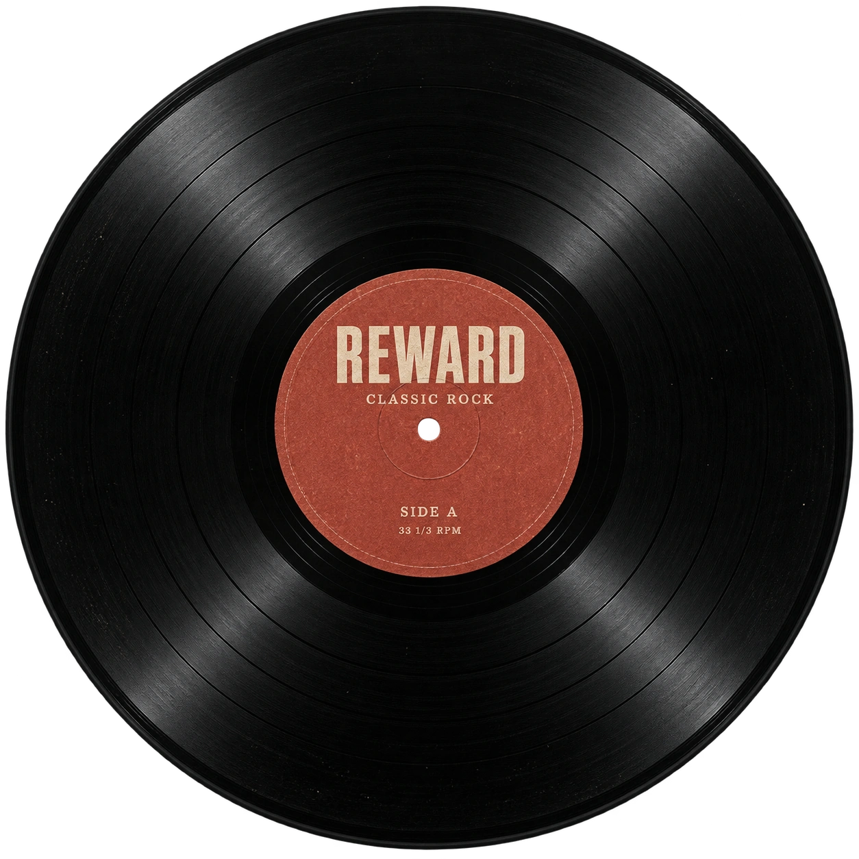Vinyle noir REWARD photographique avec étiquette rouge